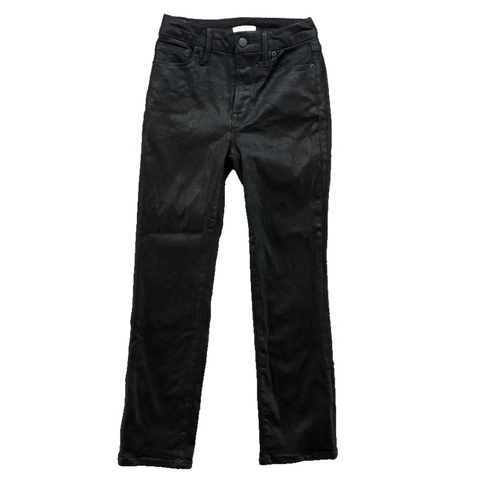 Good American Straight Leg Slim Jeans‎ Womens 25 0 Black Stretch Mid Rise Rocker
